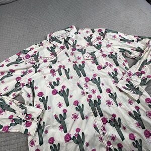 NWT Cowgirl Hardware Western Snap Shirt Women XXL Floral Long Sleeve Rhinestone